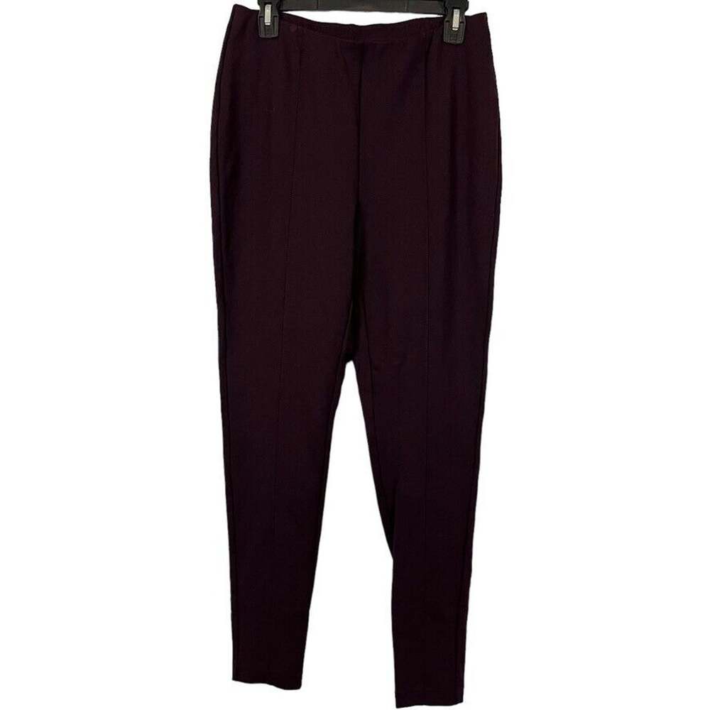 J Jill Ponte Leggings Pull On Skinny Mid Rise Plum Knit Stretch Pants sz M
